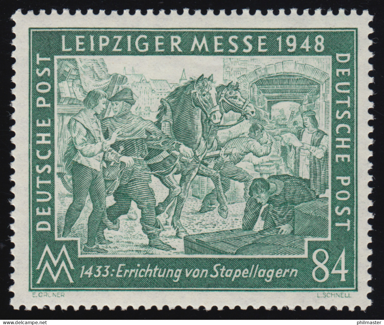 Alliierte Besetzung 968a Leipziger Messe 84 Pf, Schwärzlichgrün, ** - Mint