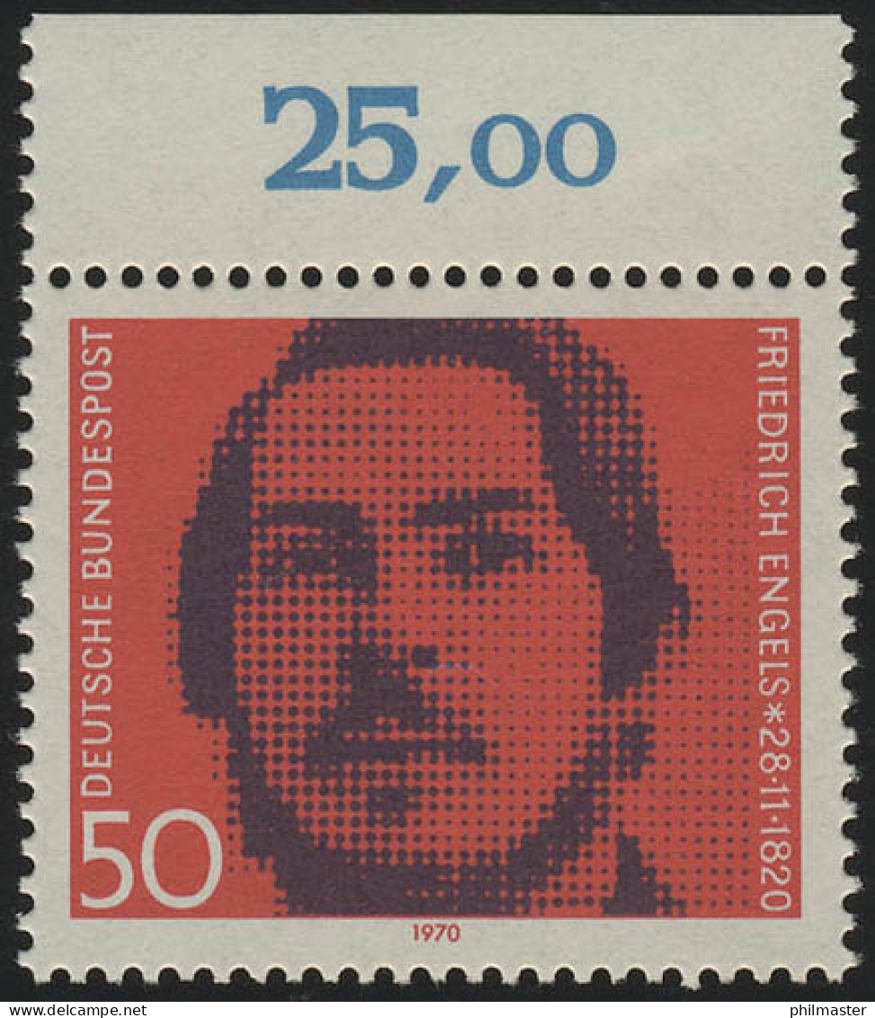 657 Friedrich Engels ** Oberrand - Unused Stamps