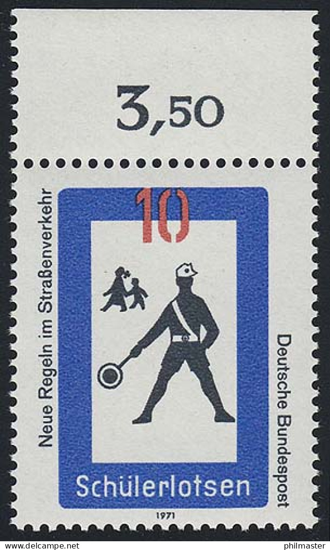 665 Straßenverkehr  10 Pf Schülerlotse ** Oberrand - Unused Stamps