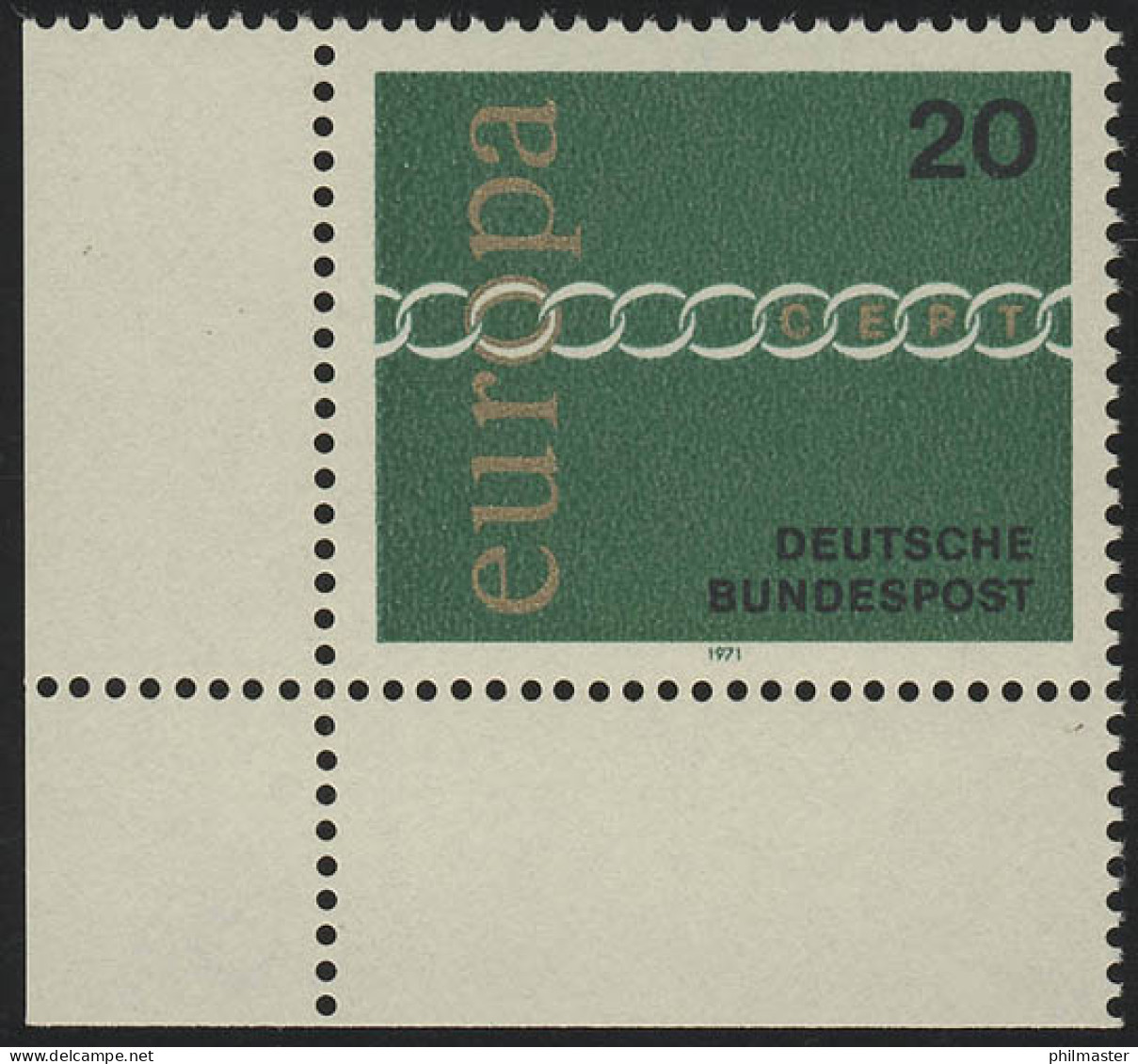 675 Europa 20 Pf Kette ** Ecke U.l. - Unused Stamps