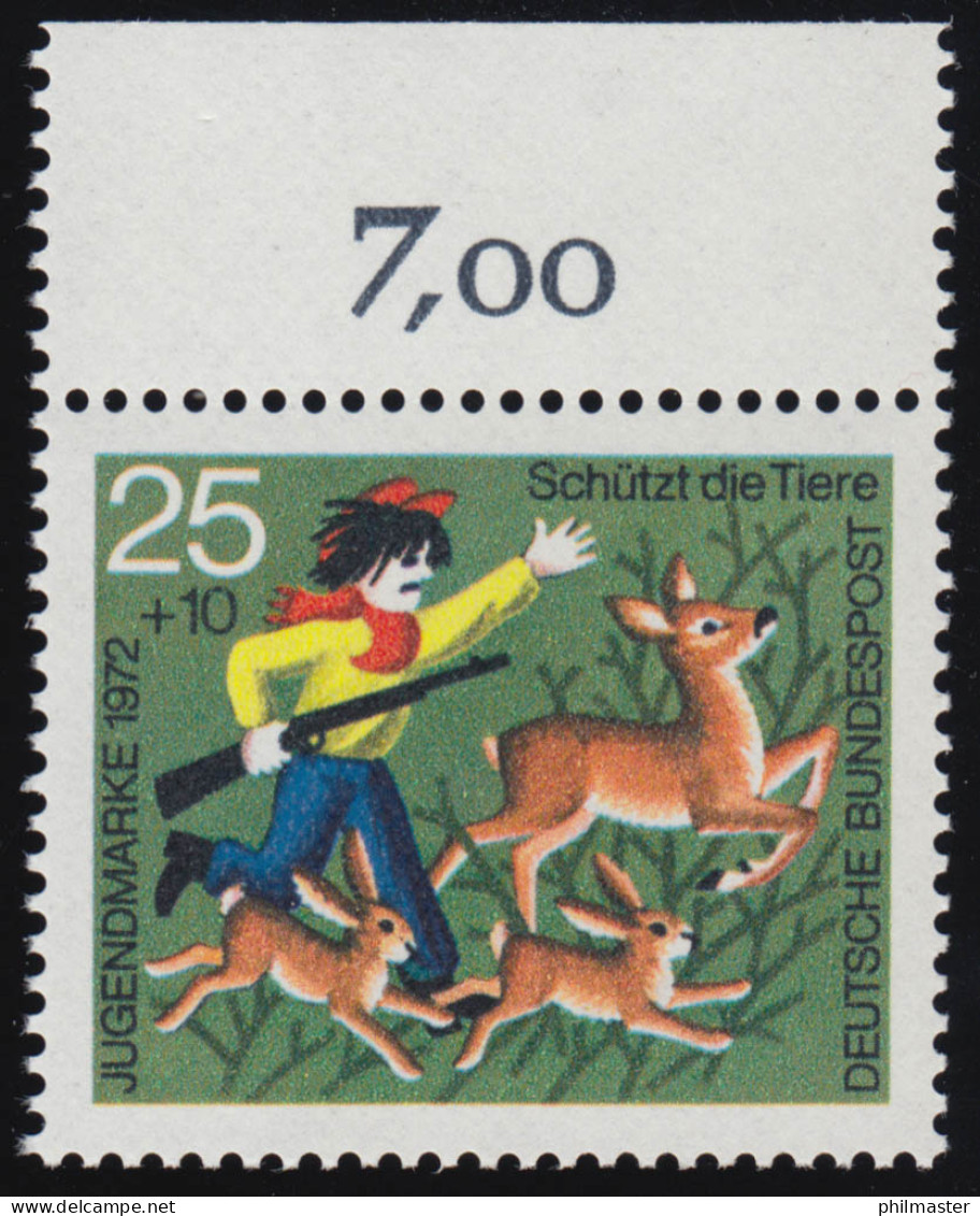 712 Jugend Tierschutz 25+10 Pf Wald ** Oberrand - Unused Stamps