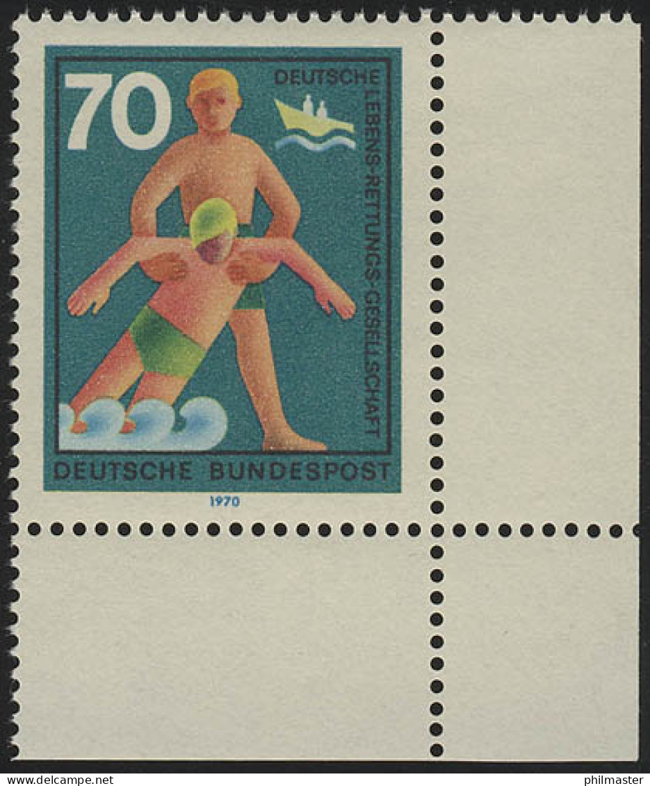 634 Hilfsdienste 70 Pf Lebensrettungsgesellschaft ** Ecke U.r. - Unused Stamps