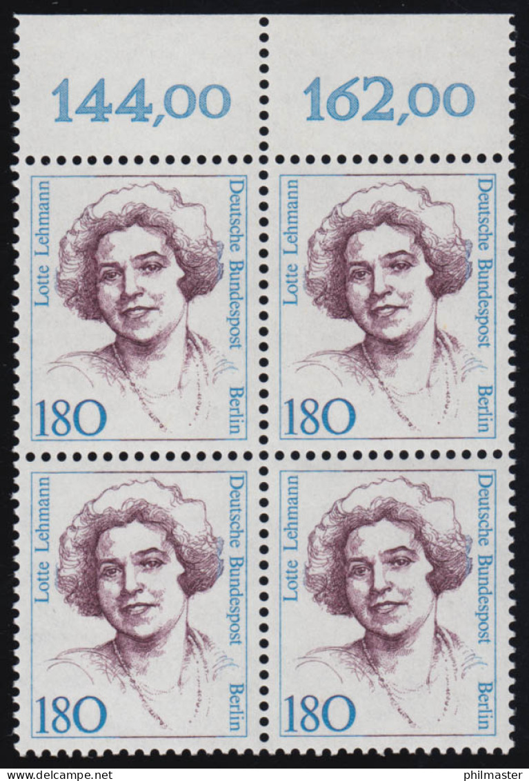 844 Frauen 180 Pf OR-Viererbl. ** Postfrisch - Neufs