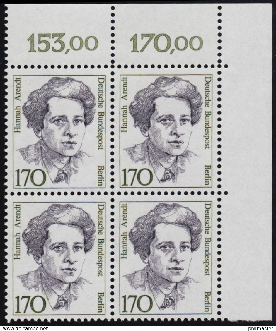 826 Frauen 170 Pf Eck-Vbl. Or ** Postfrisch - Neufs