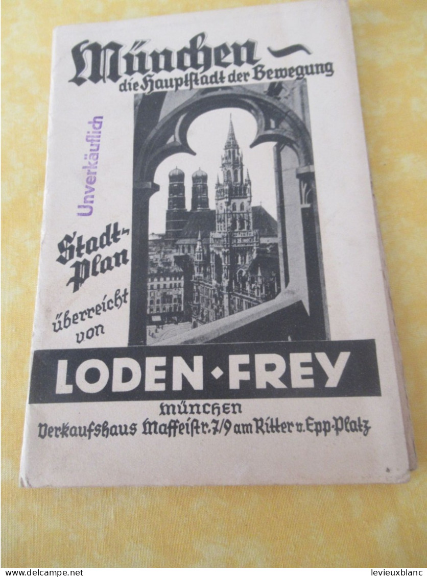 Munich/ München / Bavière/ Plan De La Ville / Offert Par LODEN-FREY/ Loden Fabrik / 1937-1938                   PGC564 - Bavière