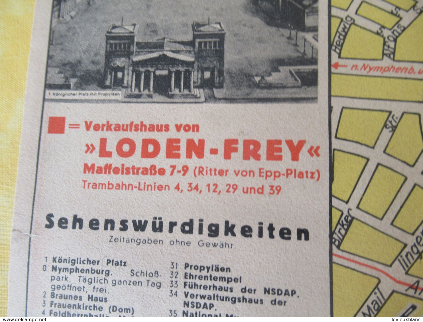 Munich/ München / Bavière/ Plan De La Ville / Offert Par LODEN-FREY/ Loden Fabrik / 1937-1938                   PGC564 - Bavière