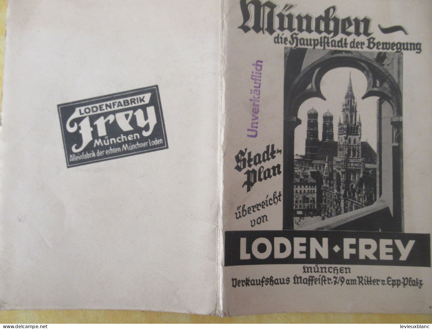 Munich/ München / Bavière/ Plan de la Ville / Offert par LODEN-FREY/ Loden Fabrik / 1937-1938                   PGC564