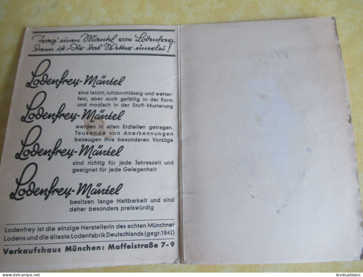 Munich/ München / Bavière/ Plan de la Ville / Offert par LODEN-FREY/ Loden Fabrik / 1937-1938                   PGC564