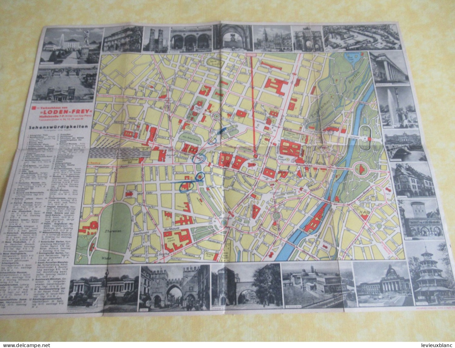 Munich/ München / Bavière/ Plan de la Ville / Offert par LODEN-FREY/ Loden Fabrik / 1937-1938                   PGC564