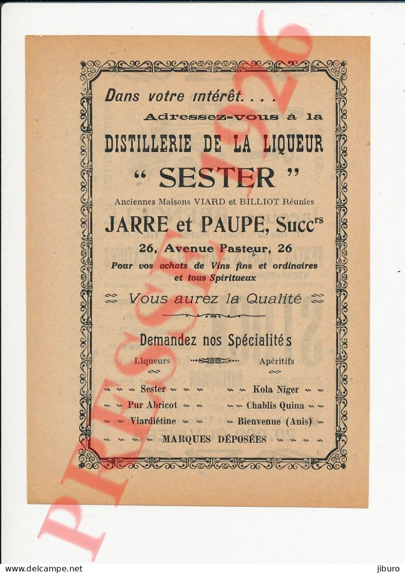 Publicité Jacques Brencklé Troyes Voiture Ancienne à Identifier Distillerie Liqueur Sester Jarre Paupe (Viard Billiot) - Non Classés