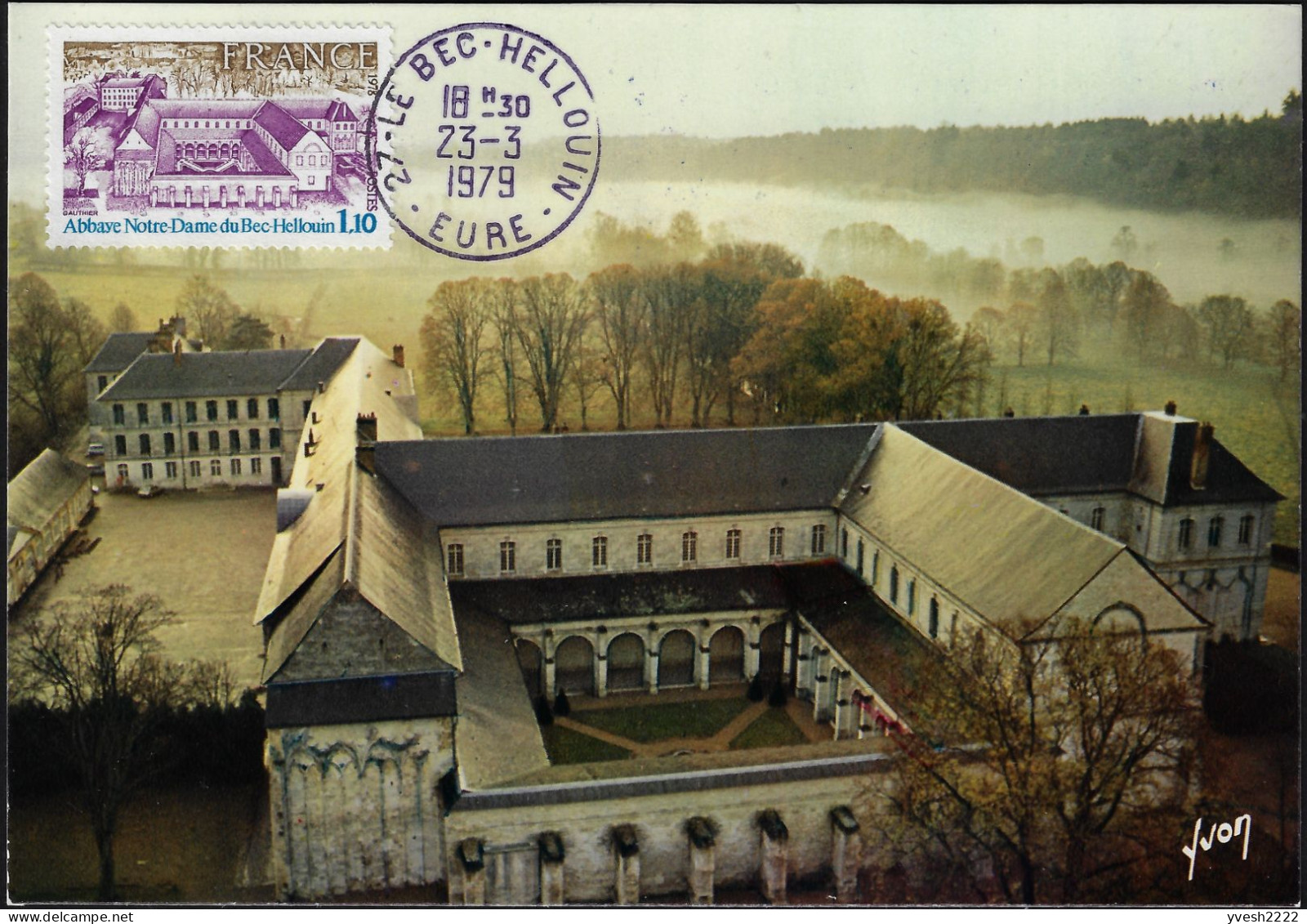 France 1978 Y&T 1999. Carte Maximum. Abbaye Bénédictine Notre Dame Du Bec Hellouin, Eure - Abadías Y Monasterios