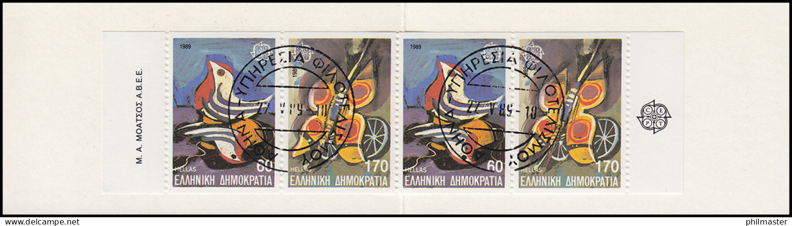 Griechenland Markenheftchen 12 Europa 1989, Ersttagsstempel ATHEN 22.5.89 - Postzegelboekjes