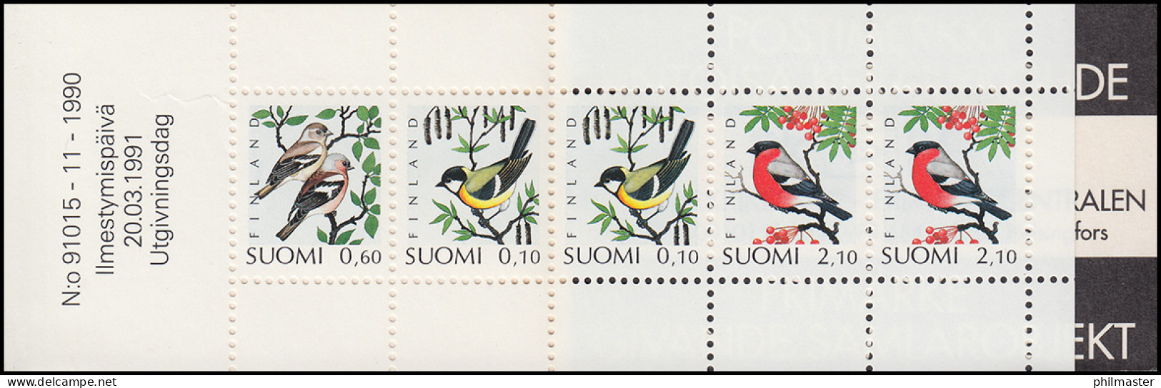 Finnland Markenheftchen 28 Vögel 1991, ** Postfrisch - Booklets