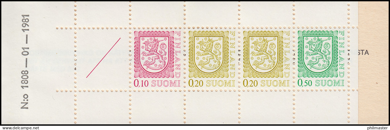 Finnland Markenheftchen 10I Staatswappen 1978, ** Postfrisch - Markenheftchen