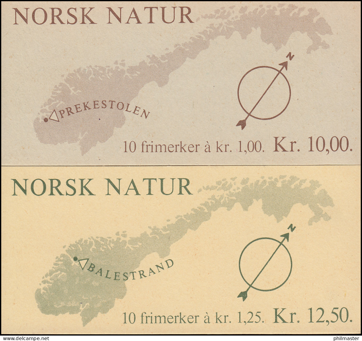 Norwegen-Markenheftchen 726+727 Landschaften, 2 MH ** Postfrisch - Carnets