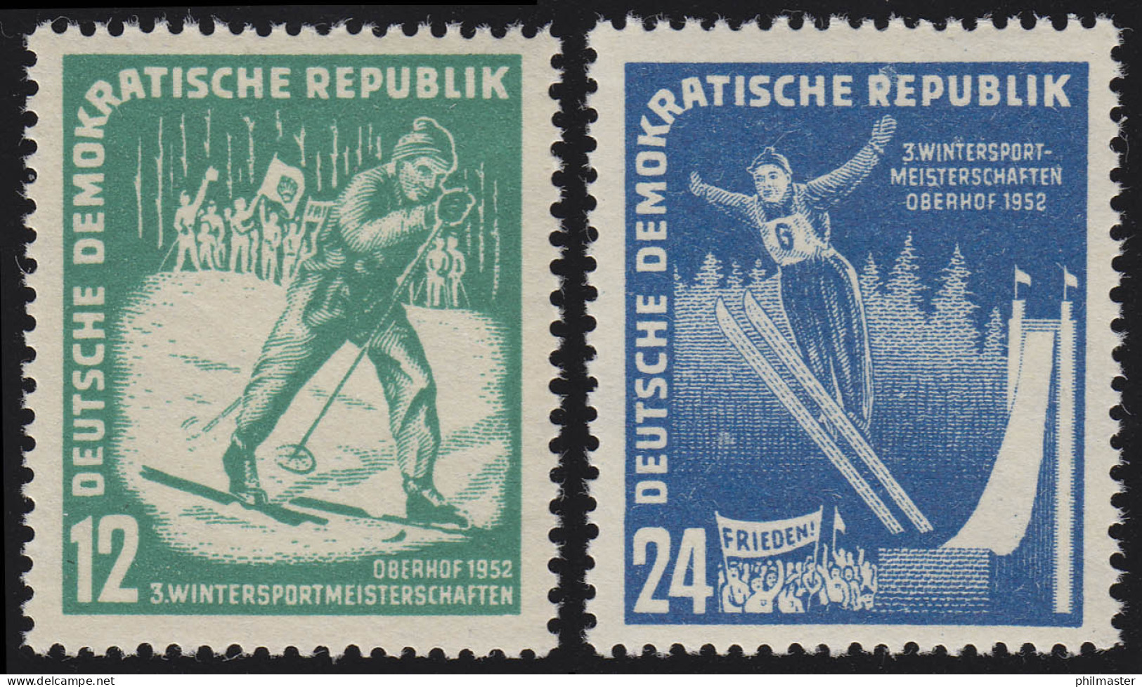 298-299 Wintersport 1952, Satz Postfrisch ** - Neufs