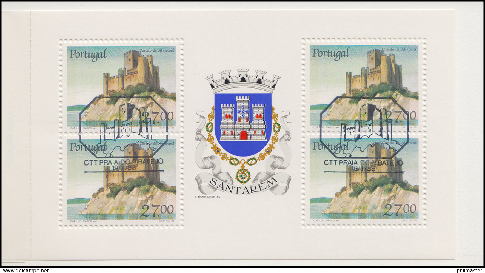 Portugal-Markenheftchen 1740 BuS Kastell Almourol, ESSt 19.1.88 - Markenheftchen