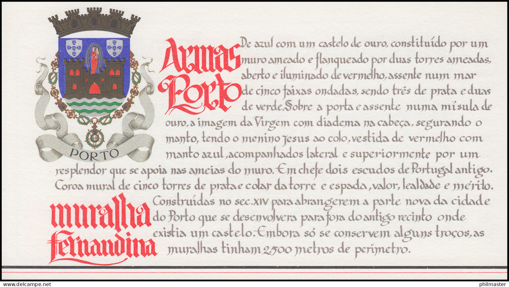 Portugal-Markenheftchen 1739 BuS Befestigungsmauern Von Porto, ESSt 19.1.88 - Postzegelboekjes