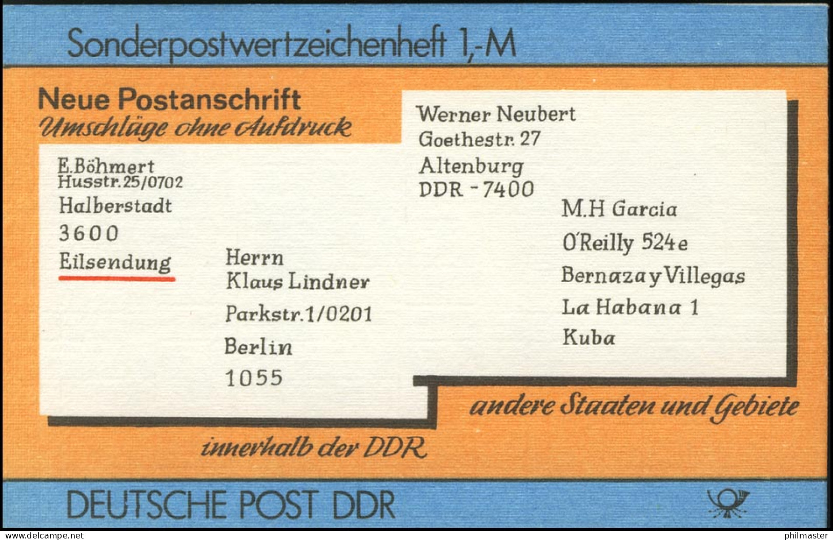 SMHD 33 Postanschrift International Mit DDF Auf 4.DS: Kerbe Im U Von DEUTSCHE ** - Booklets