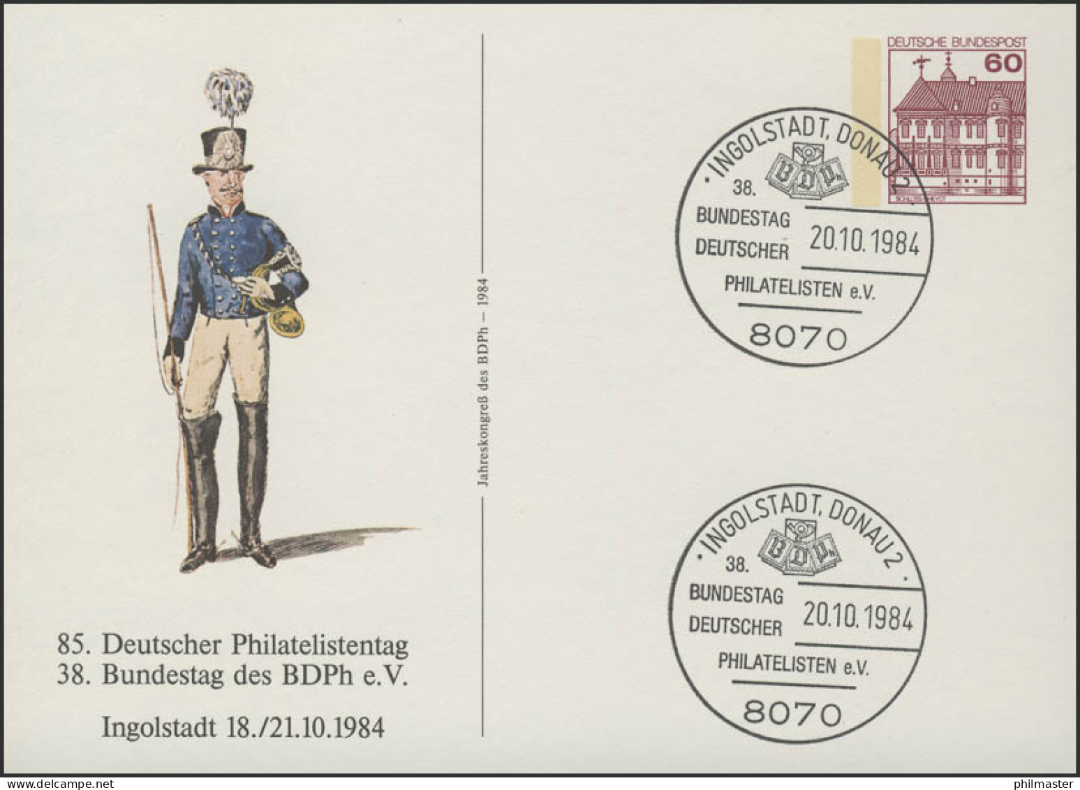 PP 106/150 Philatelistentag 1984 Postillon Peitsche Lang,SSt Ingolstadt 20.10.84 - Private Covers - Mint