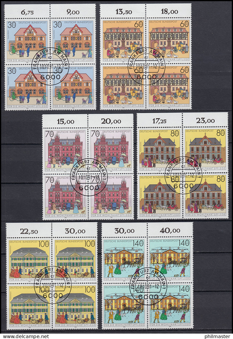 1563-1568 Posthäuser Oberrand-Viererblock-Satz Mit VS-Ersttagsstempel Frankfurt - Usados