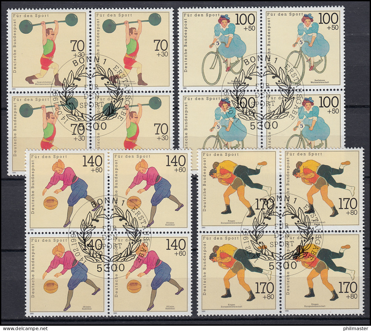 1499-1501 Sporthilfe Als Viererblock-Satz Mit ESSt Bonn - Usados