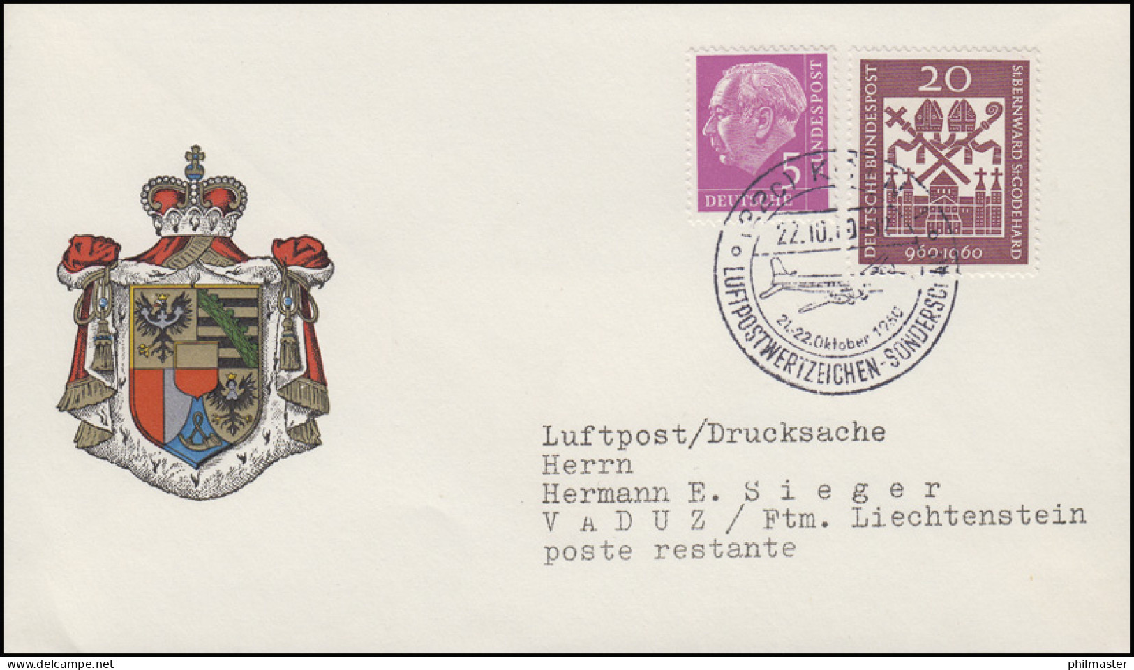 Luftpostwertzeichen-Sonderschau & Flugzeug, MiF Drucksache SSt Köln 22.10.1960 - Flugzeuge