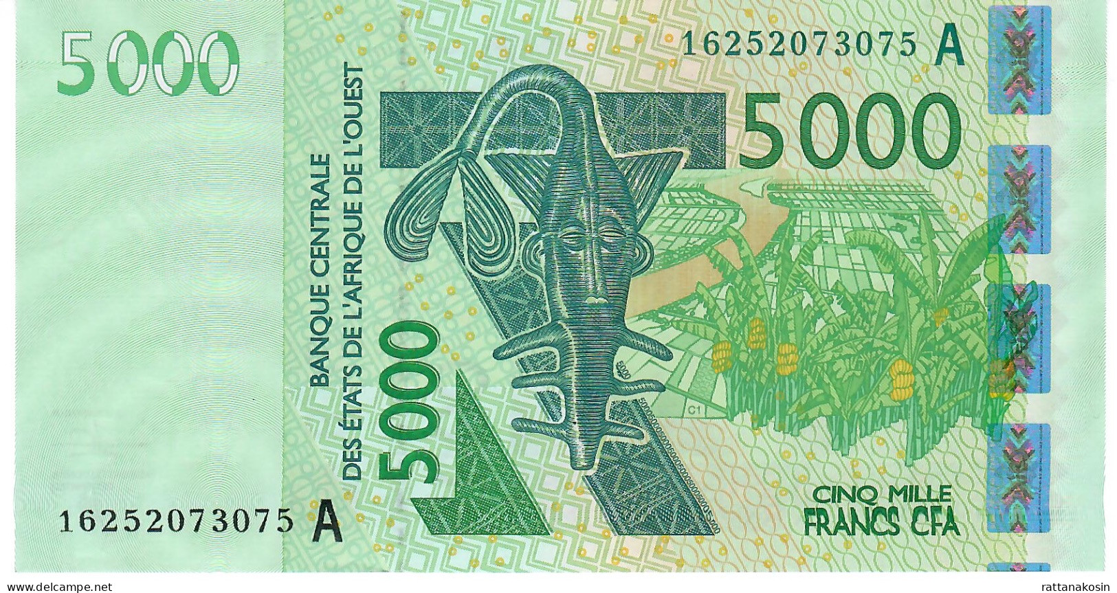 W.A.S. IVORY COAST P117Ap 5000 FRANCS (20)16 2016 UNC. - États D'Afrique De L'Ouest