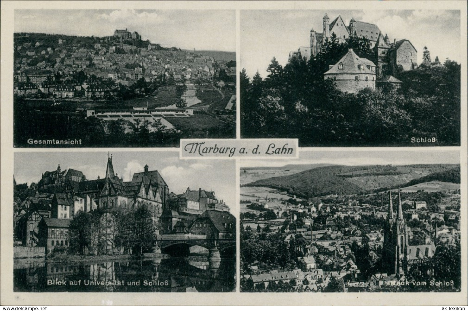 Marburg An Der Lahn Mehrbildkarte Gesamtansicht Schloß Universität Panorama 1938 - Marburg