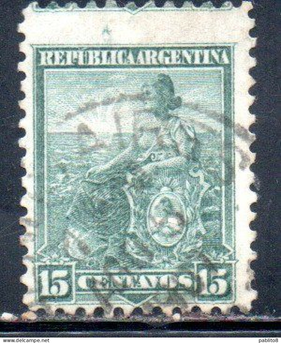 ARGENTINA 1899 1903 1901 LIBERTY SEATED 15c USED USADO OBLITERE' - Oblitérés
