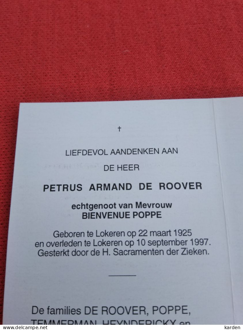 Doodsprentje Petrus Armand De Roover / Lokeren 22/3/1925 -  10/9/1997 ( Bienvenue Poppe ) - Religión & Esoterismo