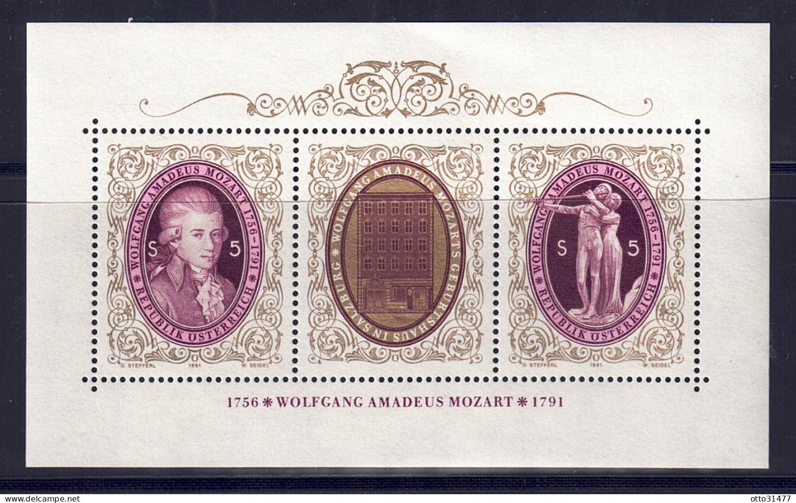 Österreich 1991 - W. A. Mozart, ANK-Block 12, Mi-Block 10, Postfrisch ** / MNH - Blocs & Feuillets