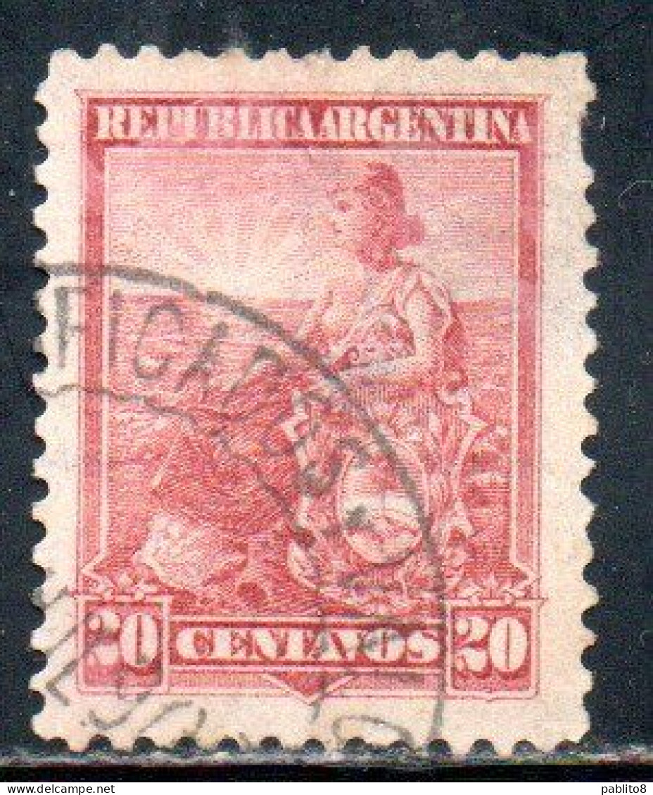 ARGENTINA 1899 1903 LIBERTY SEATED 20c USED USADO OBLITERE' - Usados