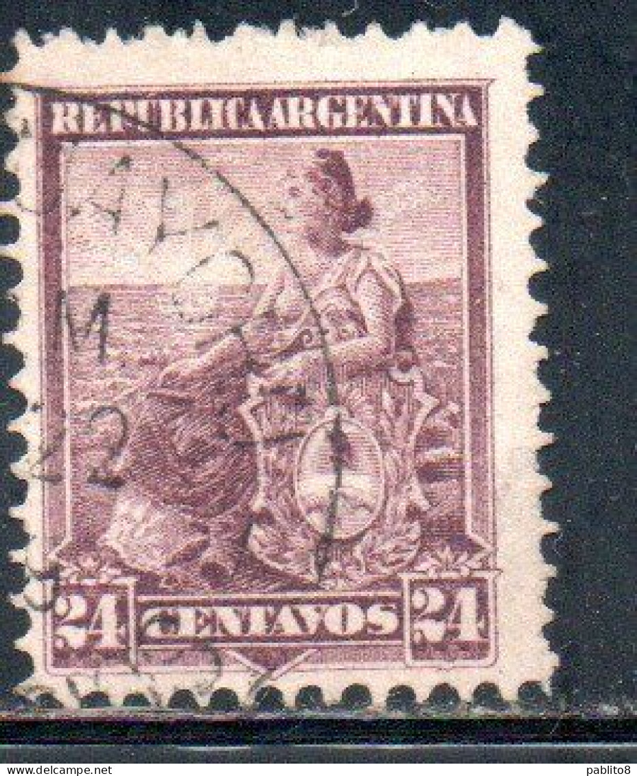 ARGENTINA 1899 1903 LIBERTY SEATED 24c USED USADO OBLITERE' - Used Stamps