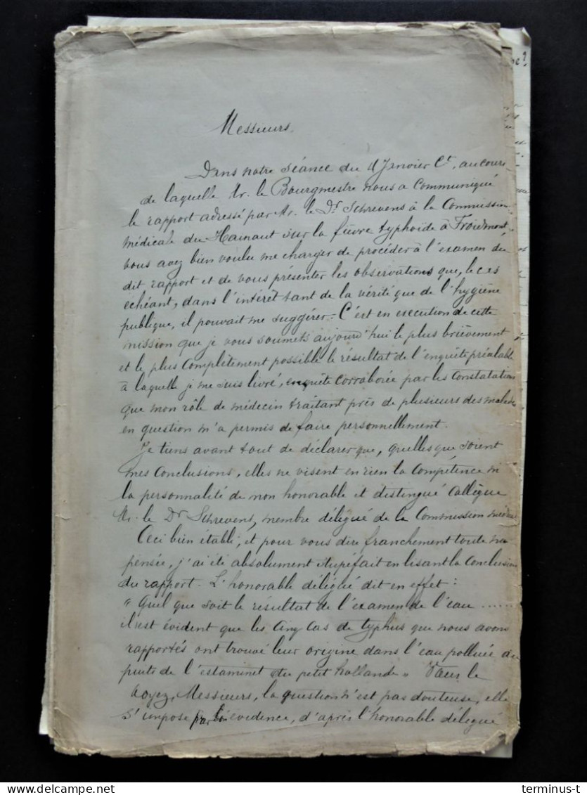 FROIDMONT 1891. Document Sur "la Fièvre Typhoïde" (& Bijhorende Doc.) - Manuscrits