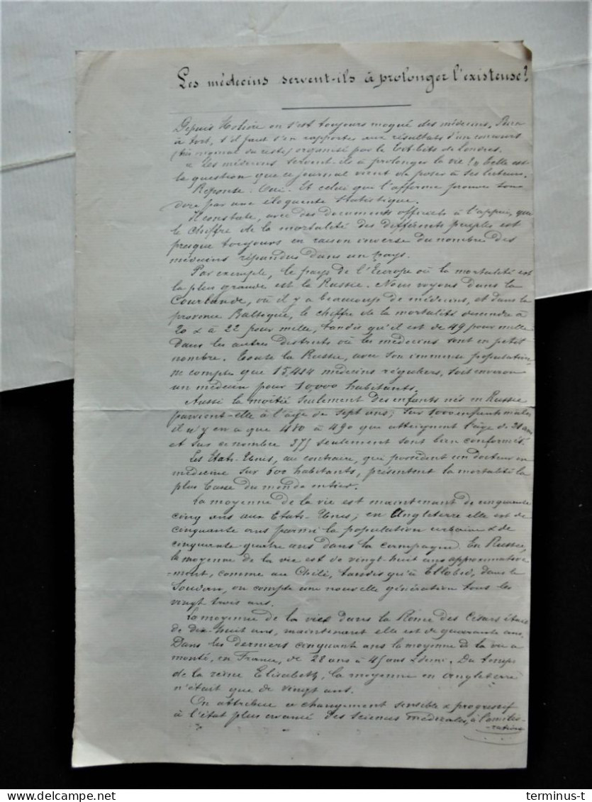 FROIDMONT 1891. Document Sur "la Fièvre Typhoïde" (& Bijhorende Doc.) - Manuscrits