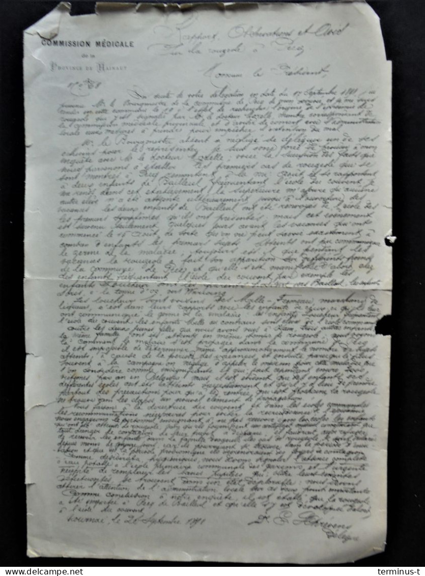 FROIDMONT 1891. Document Sur "la Fièvre Typhoïde" (& Bijhorende Doc.) - Manuscritos
