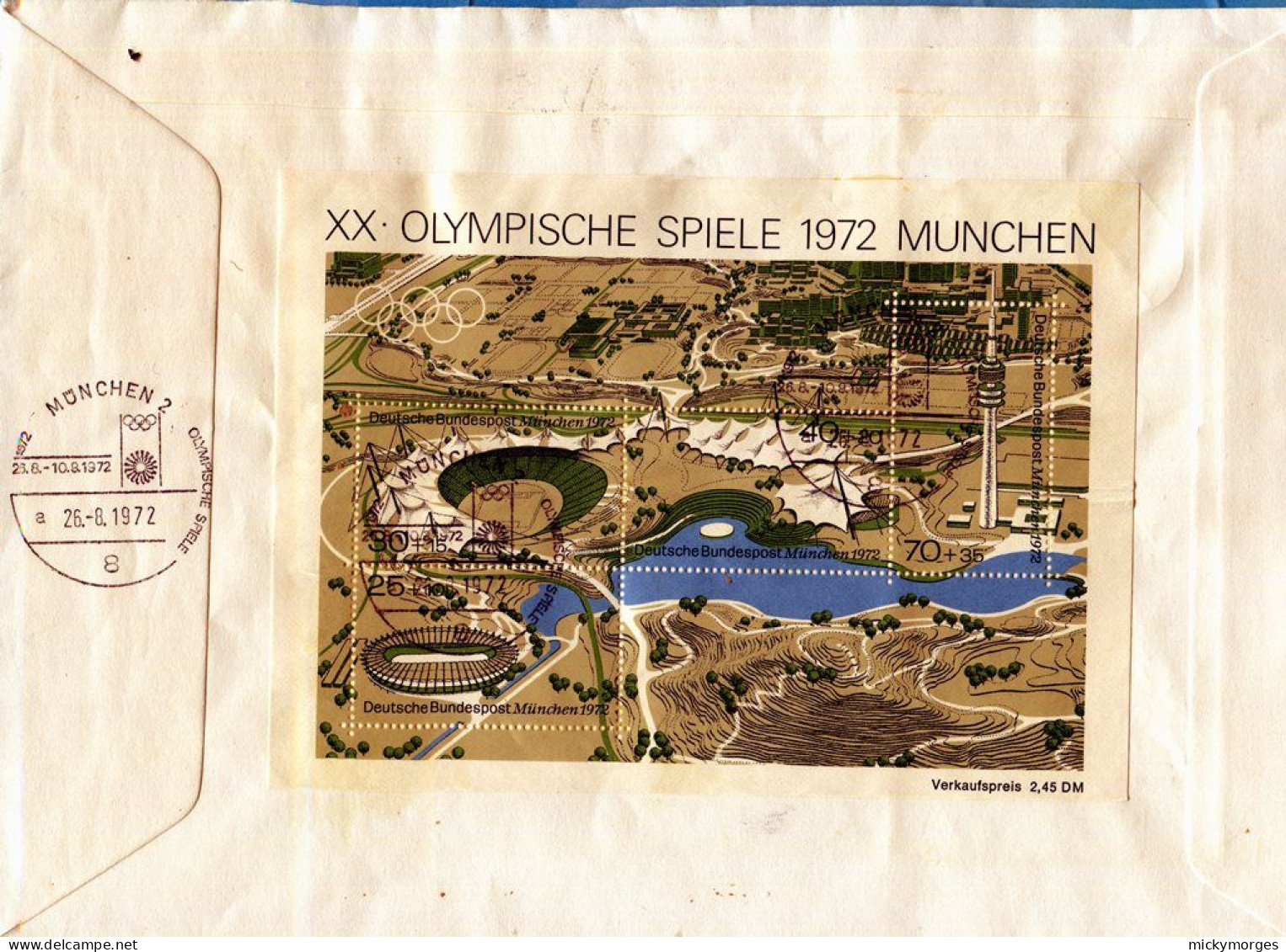 Enveloppe Du 26.8.1972 - Sommer 1972: München