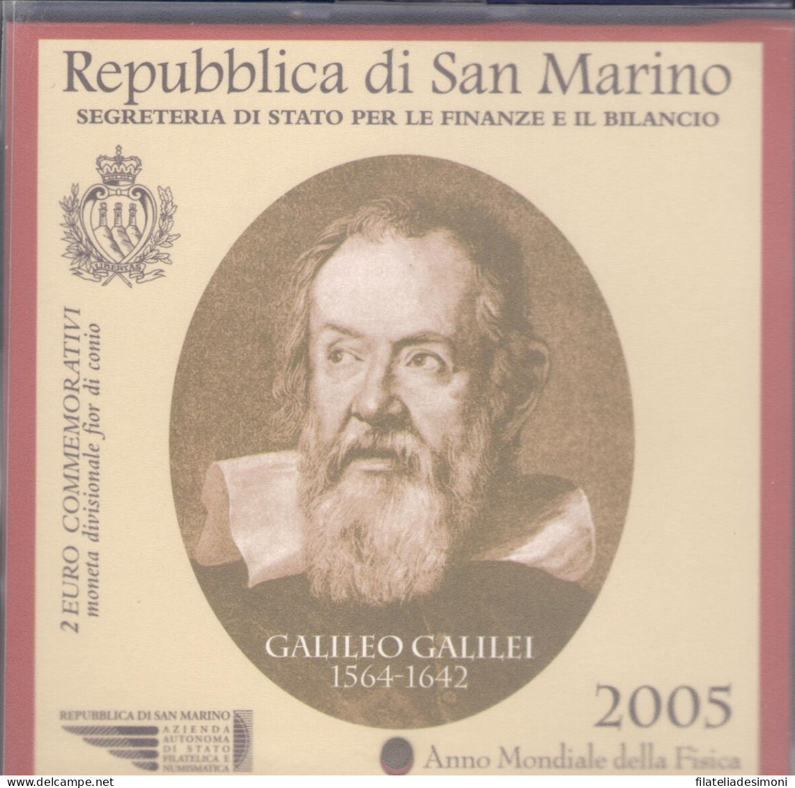 2005 Repubblica Di San Marino - Galileo Galilei 2 Euro Commemorativi - FDC - Otros & Sin Clasificación
