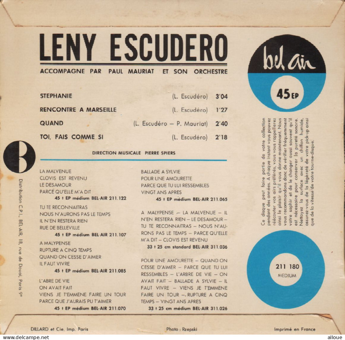 LENY ESCUDERO FR EP STEPHANIE + 3 - Autres - Musique Française