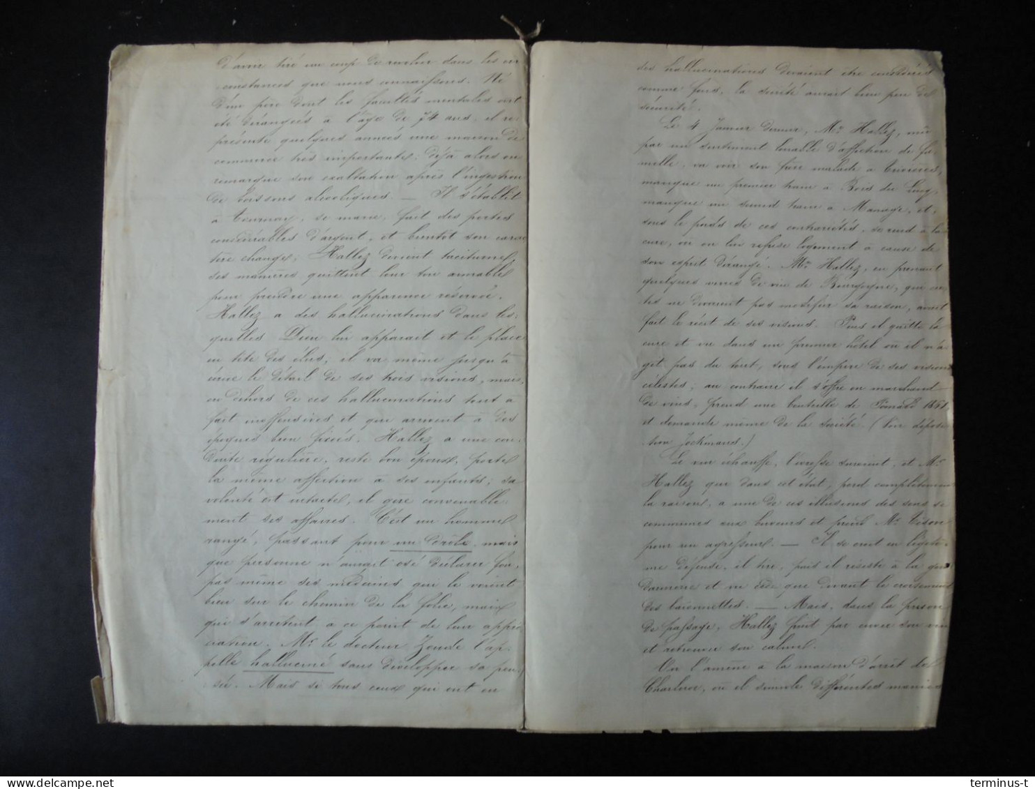 CHARLEROI 1874. Psychiatrisch Verslag Van Agathon Hallez - Manuscritos