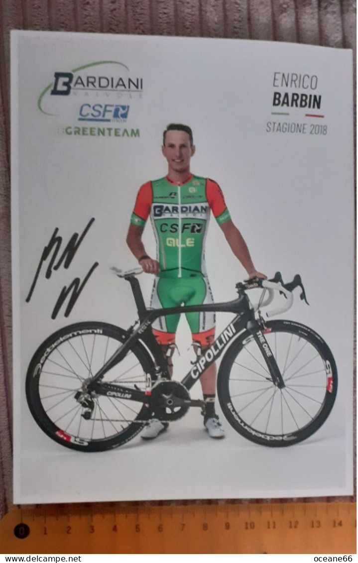 Autographe Enrico Babin Bardiani CSF 2018 Format 15 X 20 Cm - Cycling