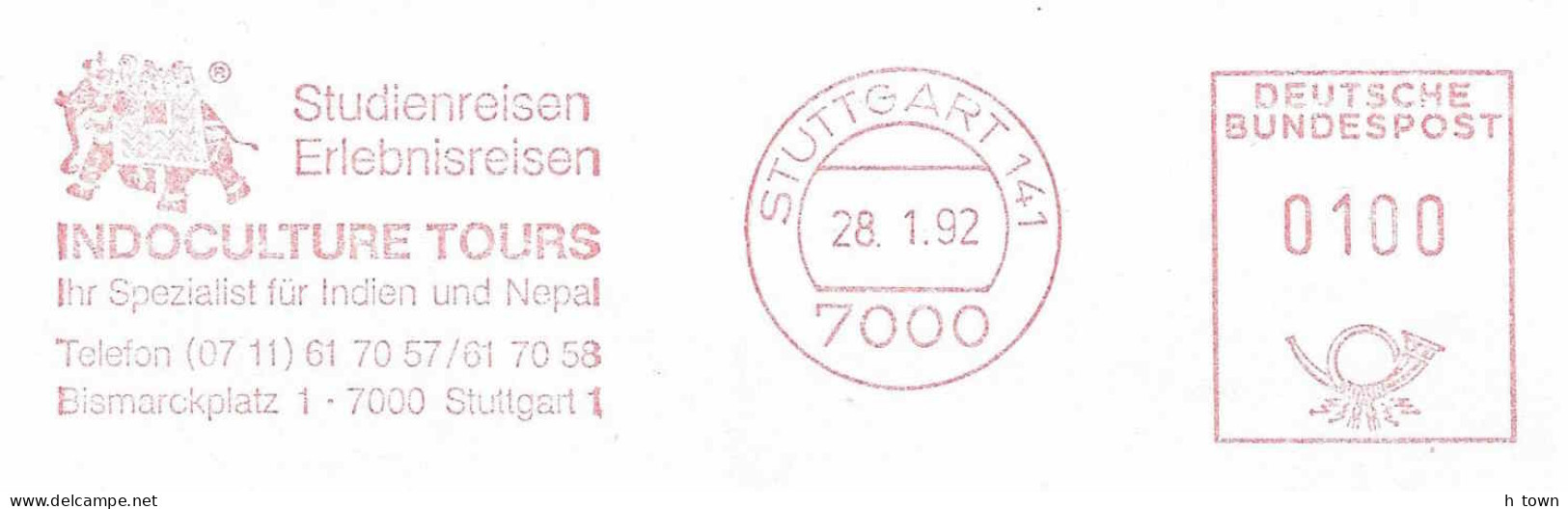 414  Elephant: Ema D'Allemagne, 1992 - Tourism, India: Meter Stamp From Stuttgart, Germany - Olifanten