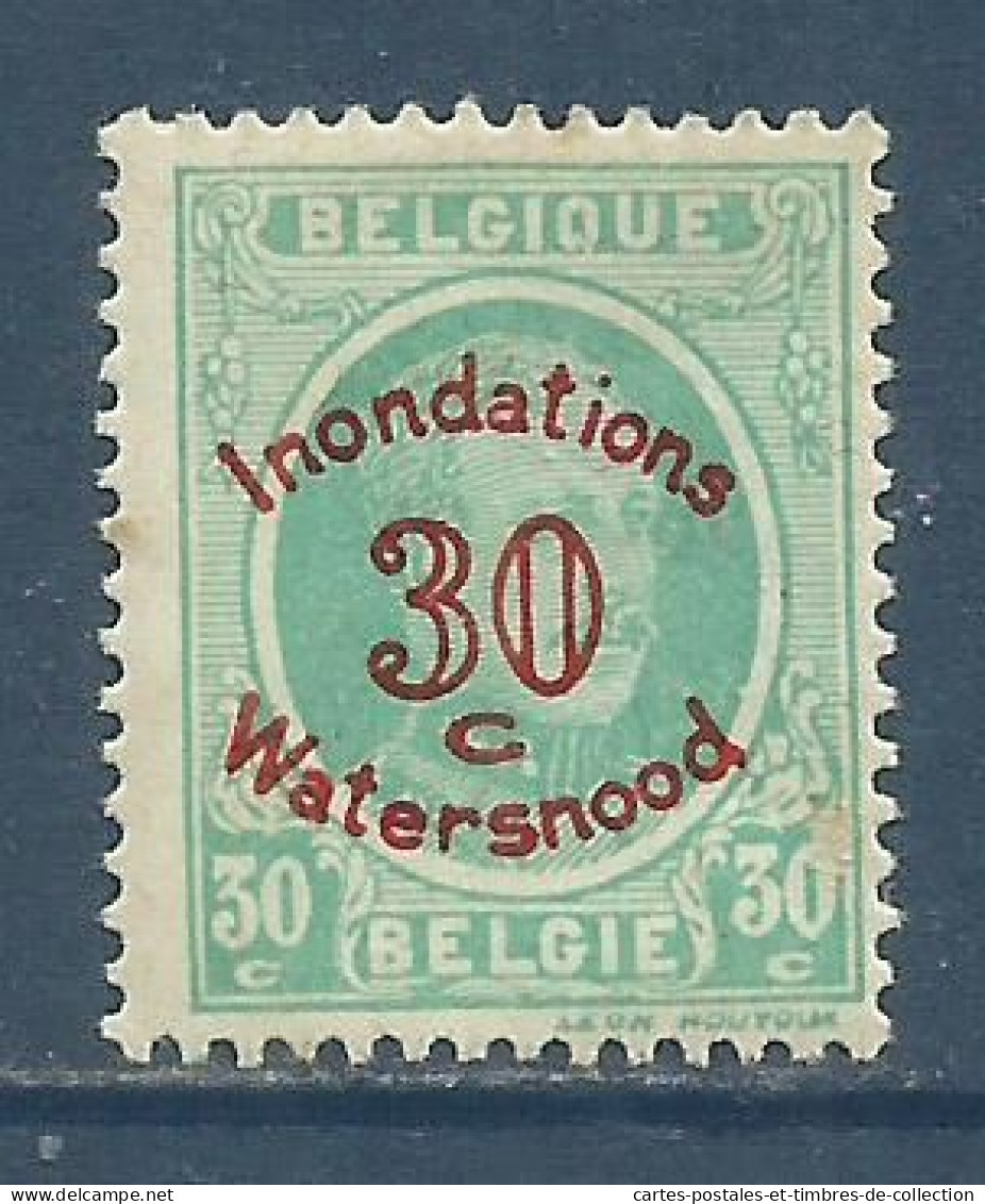 BELGIQUE , BELGIE , 30 C , Albert I , Surchargé "  Inondations 30 C Watersnood " , 1926 , N° YT 237 , µ - 1922-1927 Houyoux