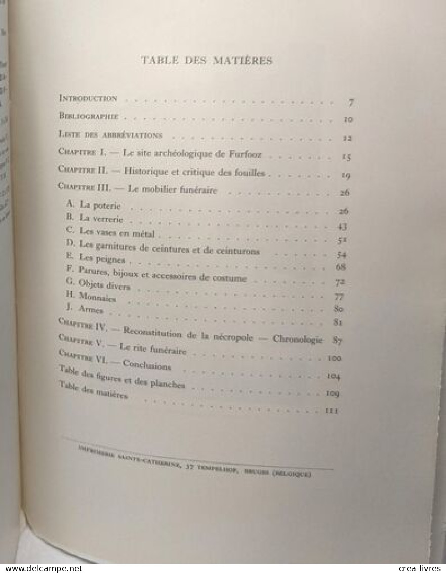 La Nécropole De Furfooz Jacques - Dissertationes Archaeologicae Gandenses VOL. I - Archeology