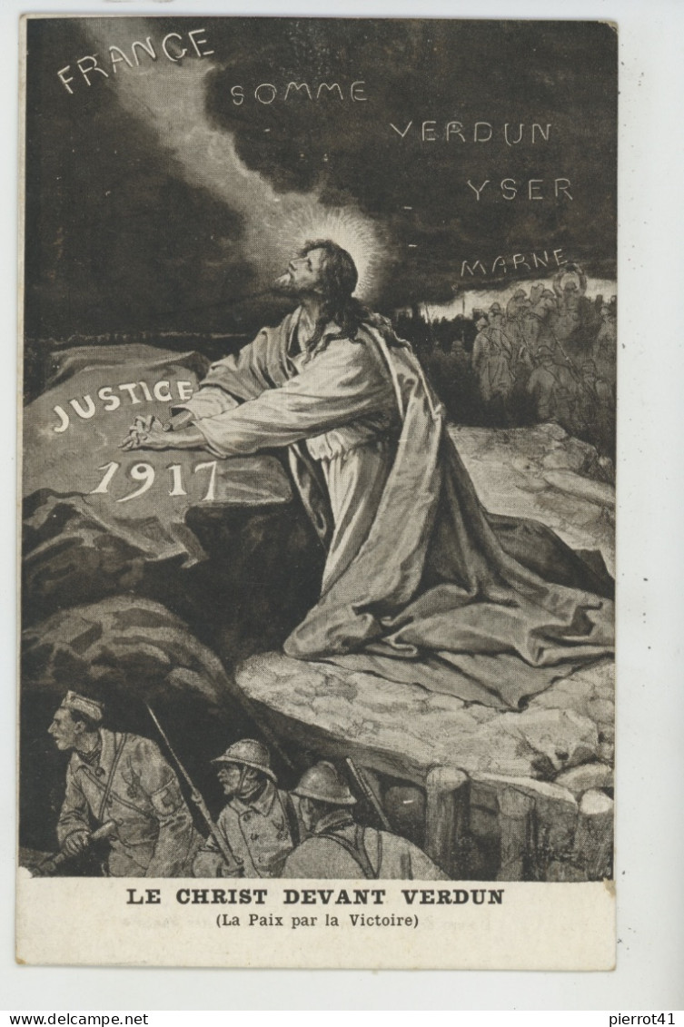 GUERRE 1914-18 - Jolie Carte Fantaisie " LE CHRIST DEVANT VERDUN " - Dessin De F. Besnier - War 1914-18