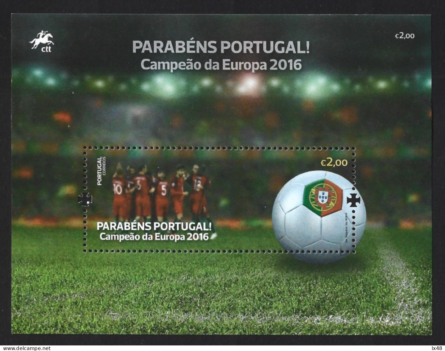 Soccer. Portuguese Bloc European Football Champion In 2016. Fußball. Portugiesischer Block-Fußball-Europameister.Voetbal - Cartas & Documentos