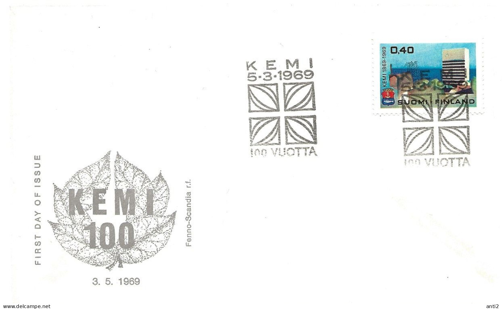 Finland   1969 Centenary Of The City Of Kemi, Kemi Town House, Port And Industrial Motifs, Municipal Coat Of MI 655  FDC - Brieven En Documenten