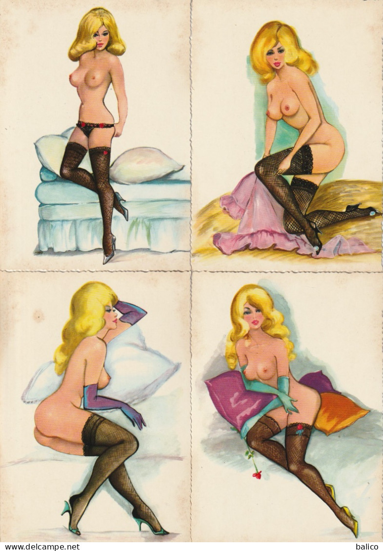 Pin-Ups  - 8 Cartes Postales   -   Années 55/60  Réf, 900/330 - Pin-Ups