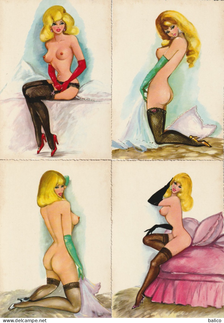 Pin-Ups  - 8 Cartes Postales   -   Années 55/60  Réf, 900/330 - Pin-Ups